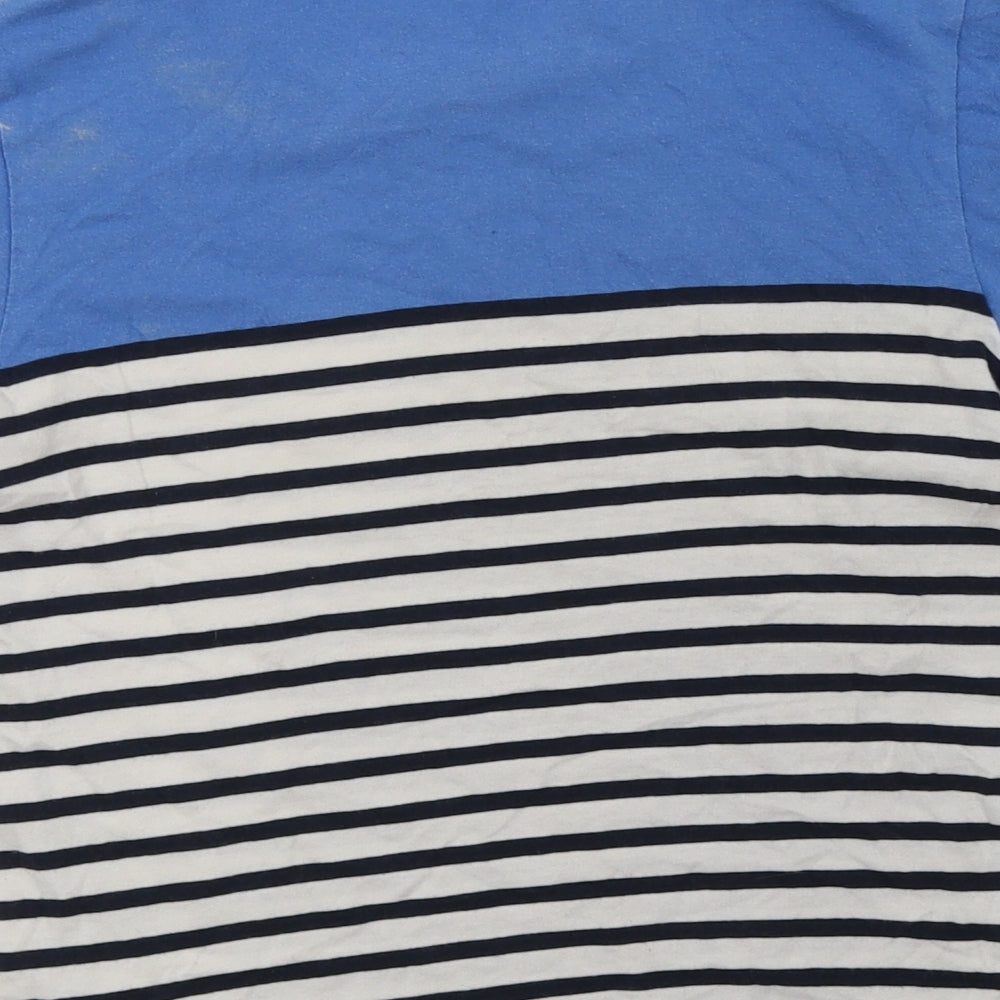 NEXT Boys Blue Striped Cotton Basic T-Shirt Size 8 Years Crew Neck