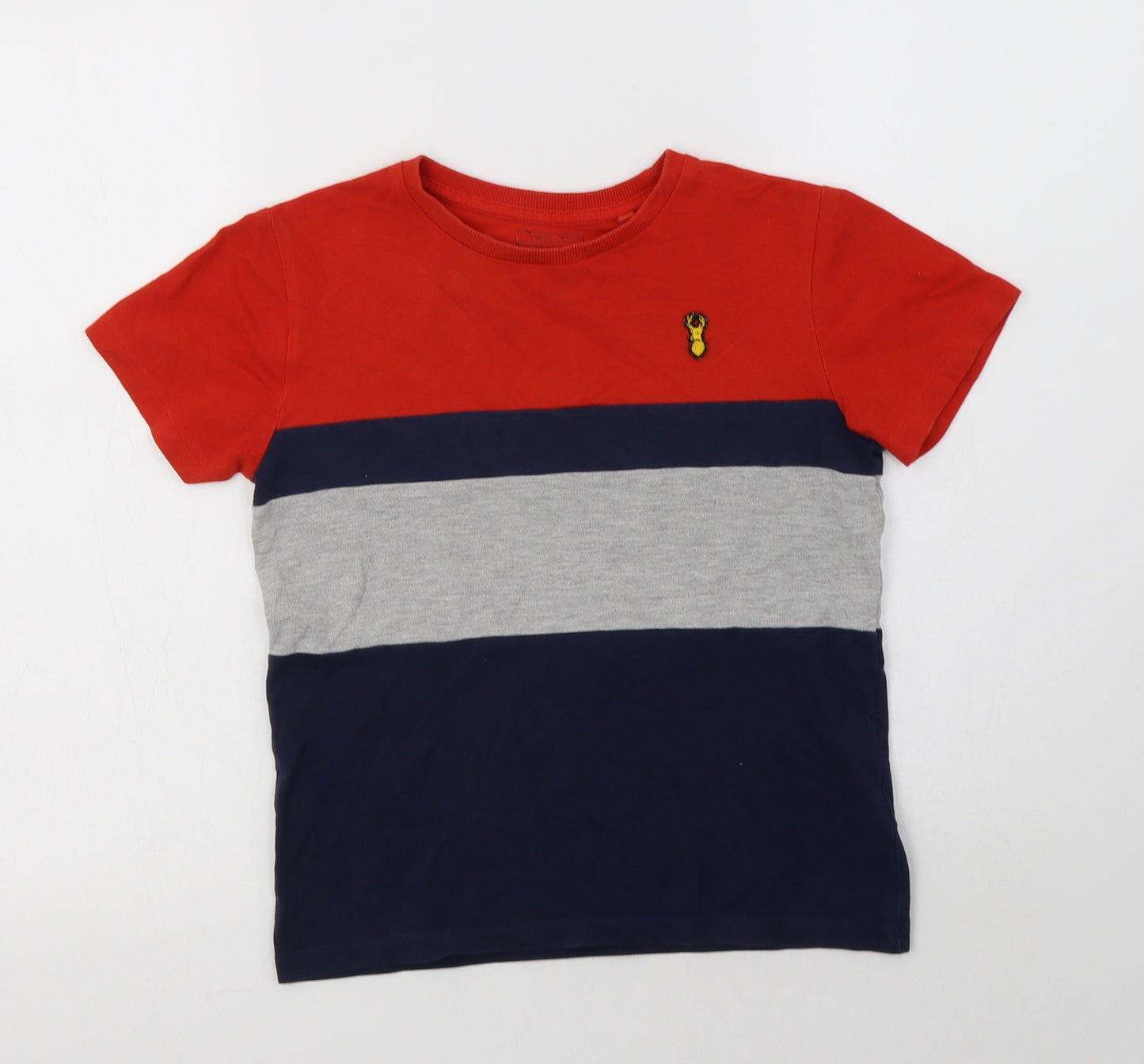 NEXT Boys Multicoloured Colourblock Cotton Basic T-Shirt Size 8 Years Crew Neck