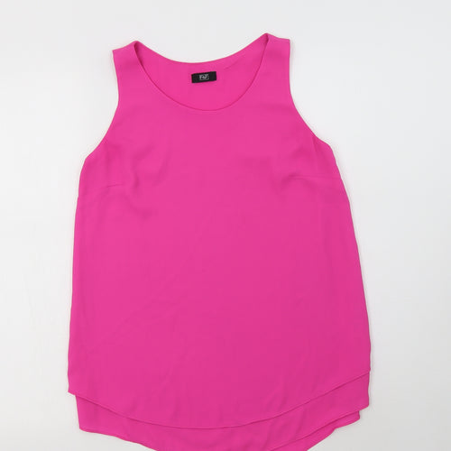 F&F Womens Pink  Polyester Basic Tank Size 6 Round Neck