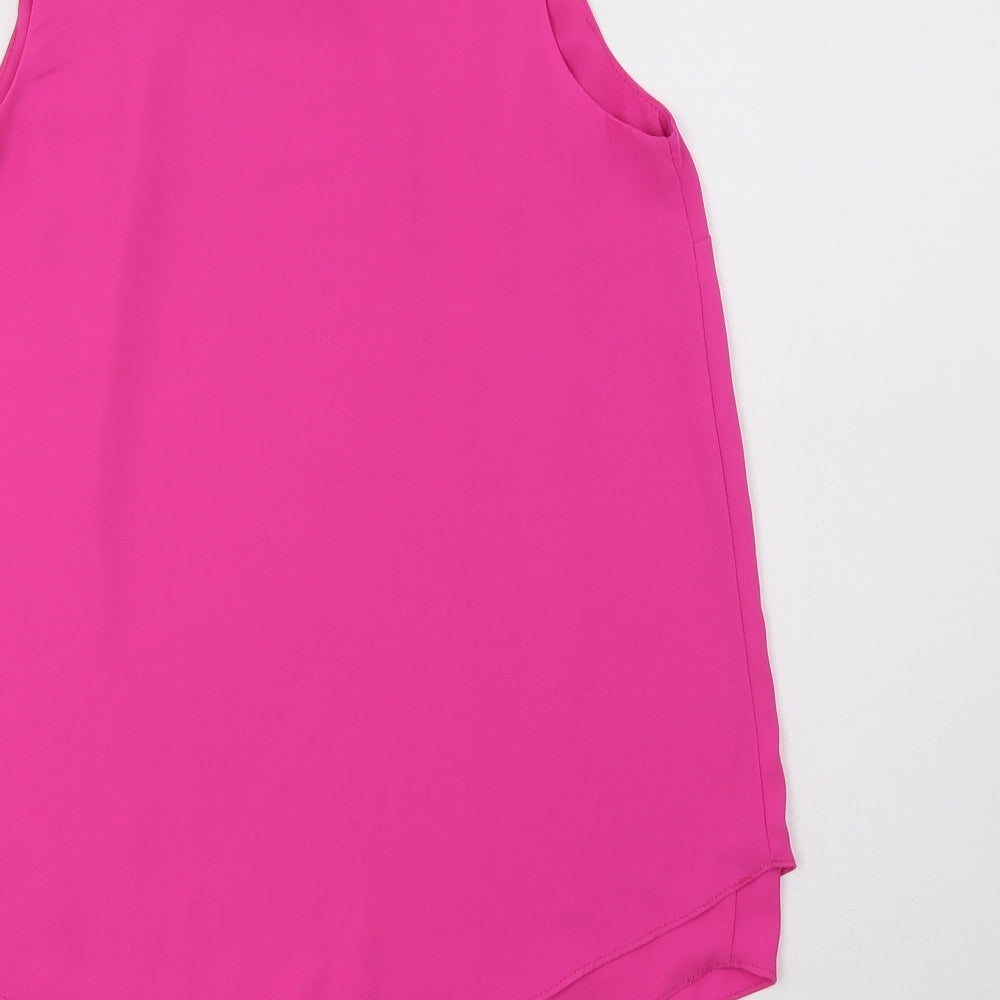 F&F Womens Pink  Polyester Basic Tank Size 6 Round Neck