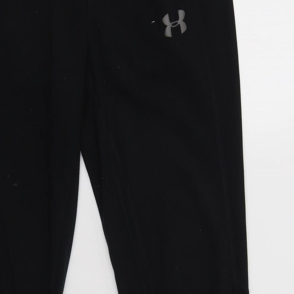Under armour Womens Black  Polyester Jogger Trousers Size M L28 in Regular Drawstring