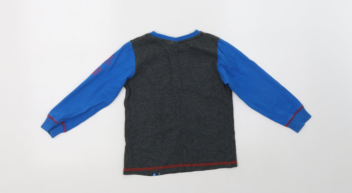 TU Boys Grey Colourblock Cotton Pullover Sweatshirt Size 5-6 Years   - Avengers