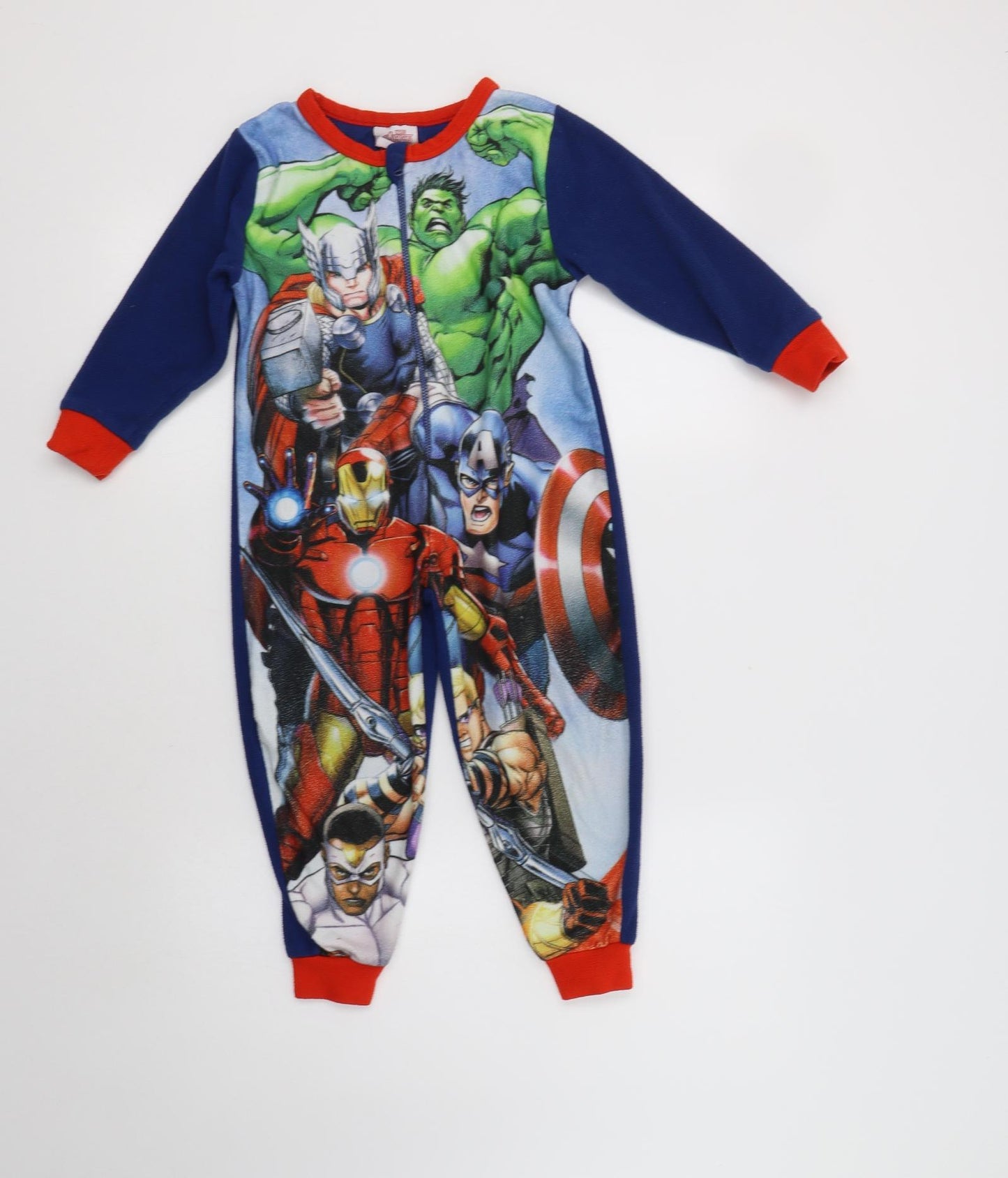 Marvel Boys Blue Solid Polyester  Bodysuit Size 3-4 Years  Zip - Avengers