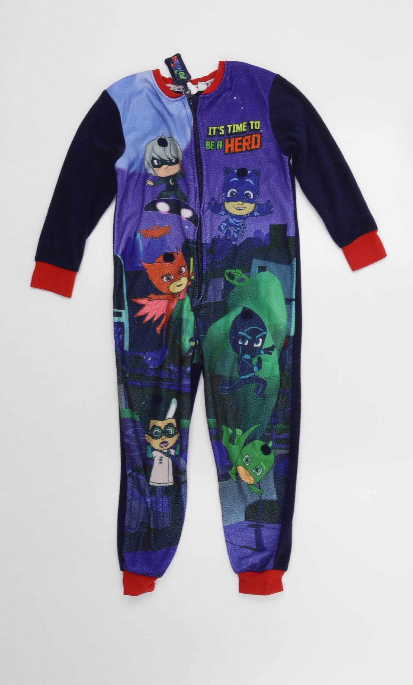 F&F Boys Multicoloured Geometric Polyester  Bodysuit Size 4-5 Years  Zip - PJ Masks