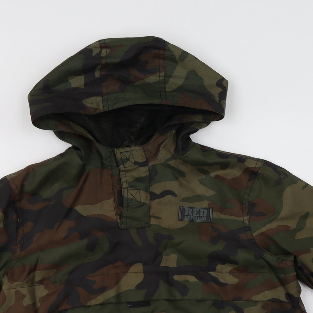 Red Herring Boys Green Camouflage  Rain Coat Jacket Size 7 Years