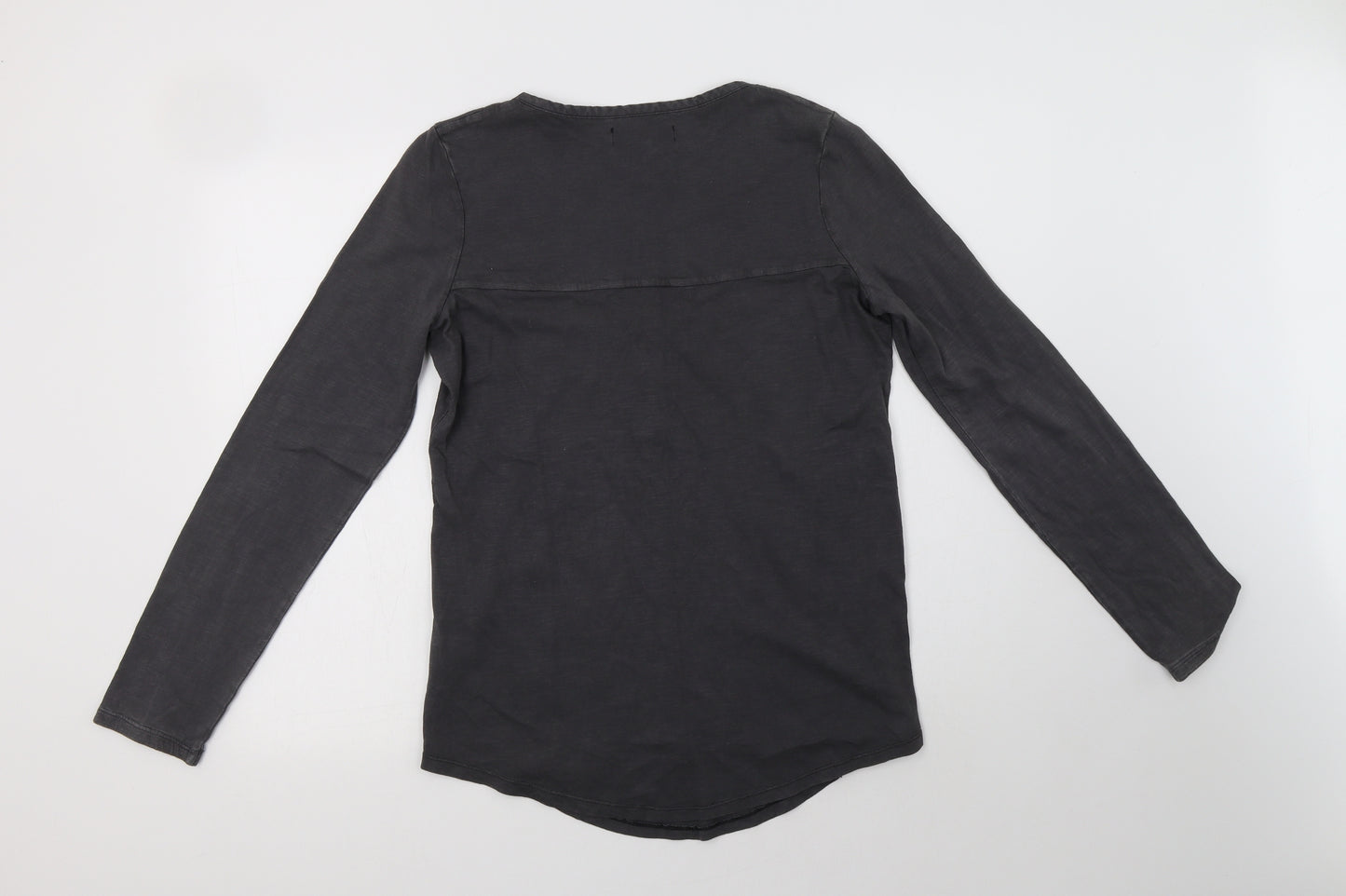 NEXT Womens Grey  Cotton Basic Blouse Size 10 Henley