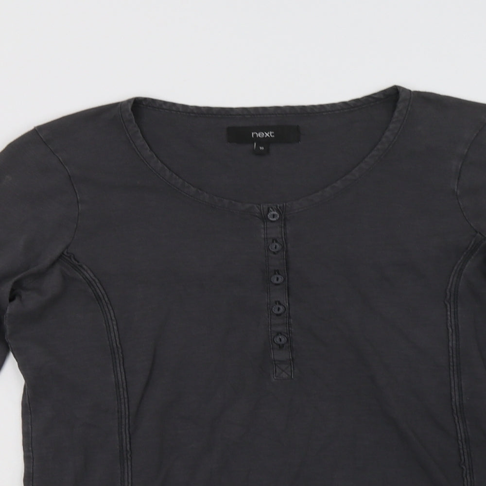 NEXT Womens Grey  Cotton Basic Blouse Size 10 Henley