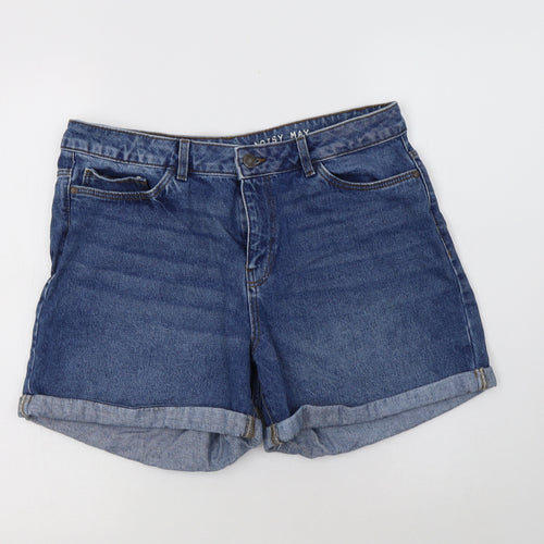 Noisy may Womens Blue  Cotton Hot Pants Shorts Size L L5 in Regular Button