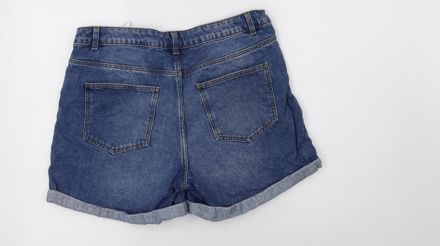 Noisy may Womens Blue  Cotton Hot Pants Shorts Size L L5 in Regular Button