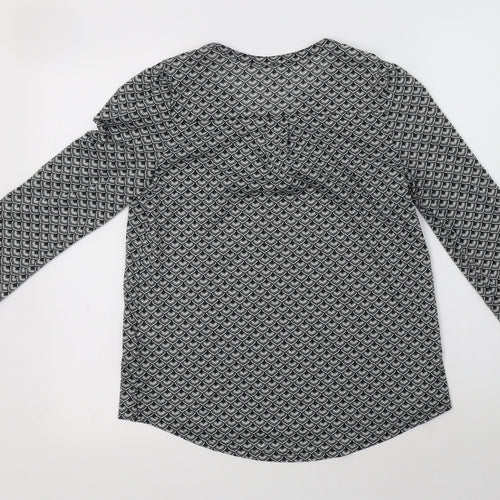 H&M Womens Green Geometric Polyester Basic Blouse Size S V-Neck
