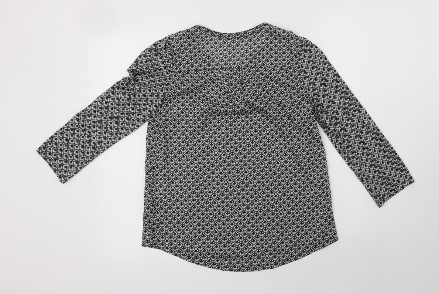 H&M Womens Green Geometric Polyester Basic Blouse Size S V-Neck