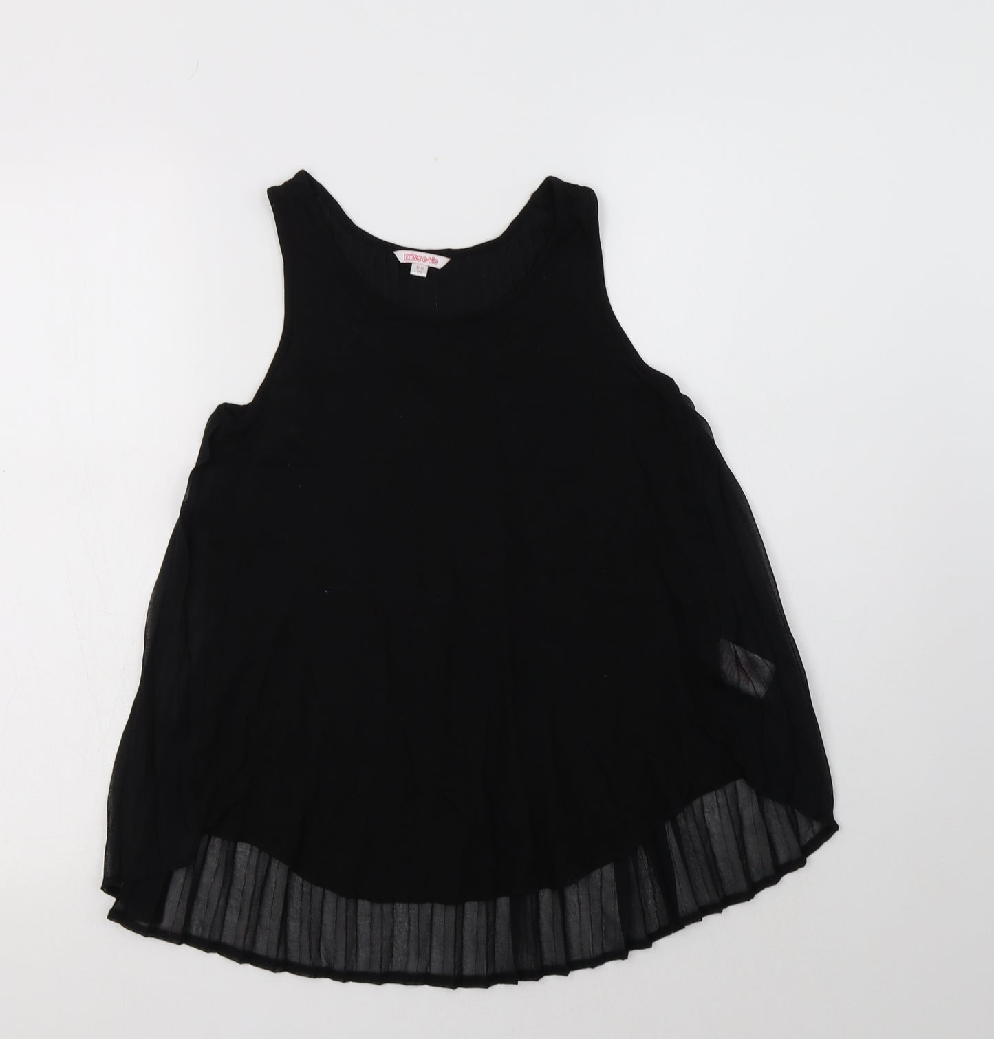 Miss E-Vie Girls Black  Viscose Basic Blouse Size 11-12 Years Round Neck
