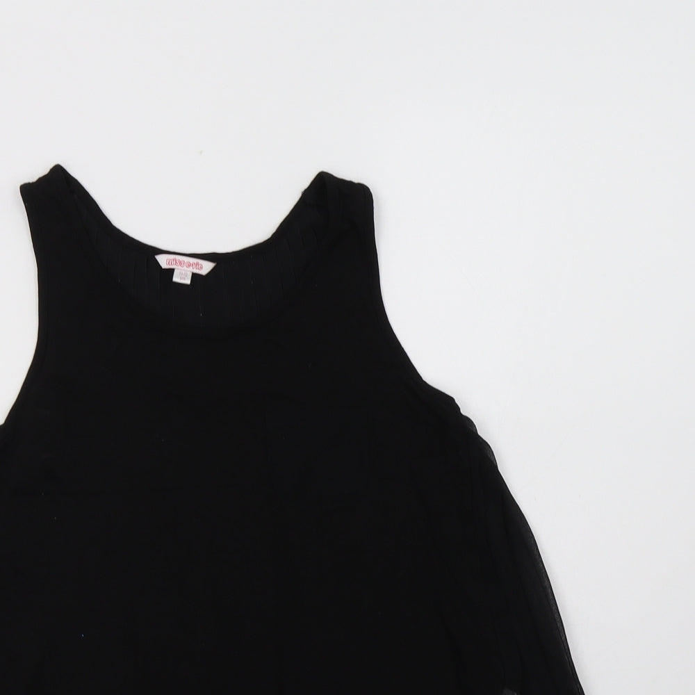 Miss E-Vie Girls Black  Viscose Basic Blouse Size 11-12 Years Round Neck