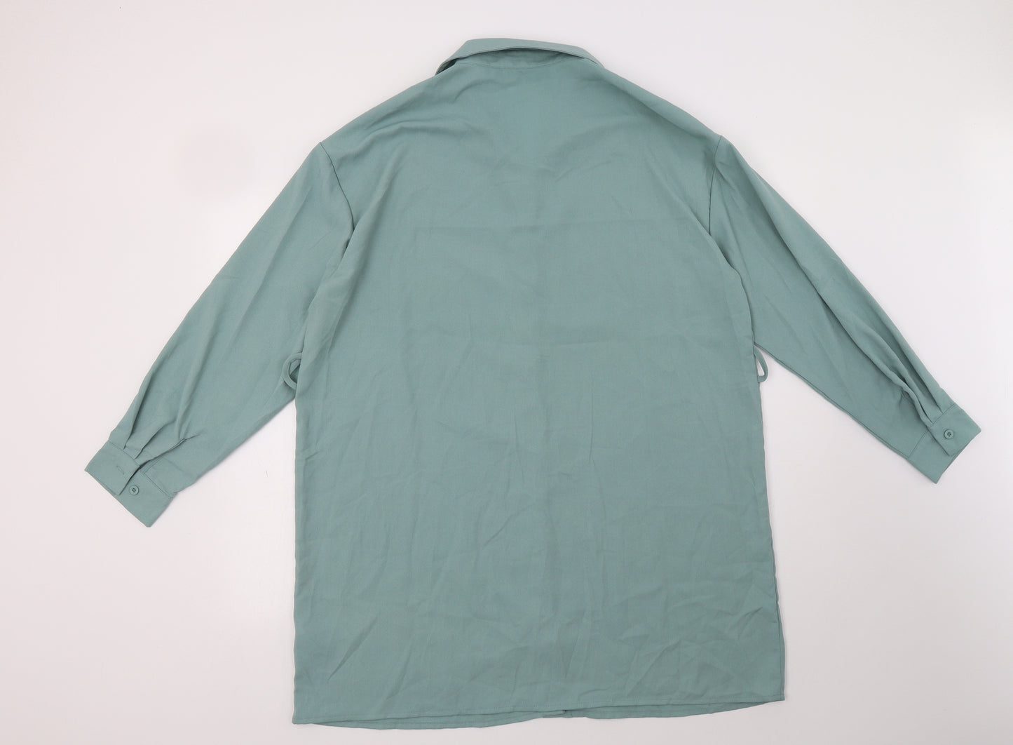 Boohoo Womens Green  Polyester Shirt Dress  Size 14  Collared Button
