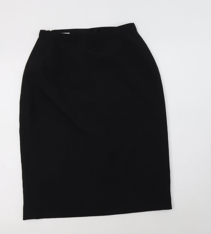 CONTEXT Womens Black  Polyester Straight & Pencil Skirt Size 12   Button