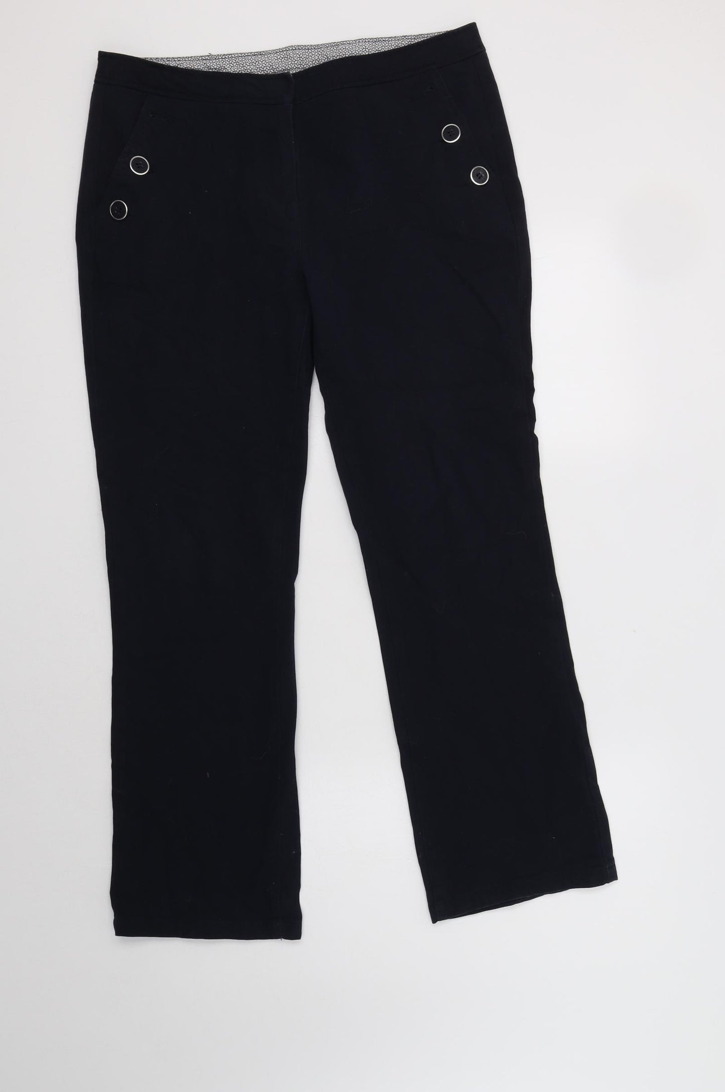 Maine New England Womens Blue  Cotton Dress Pants Trousers Size 12 L29 in Regular Hook & Eye
