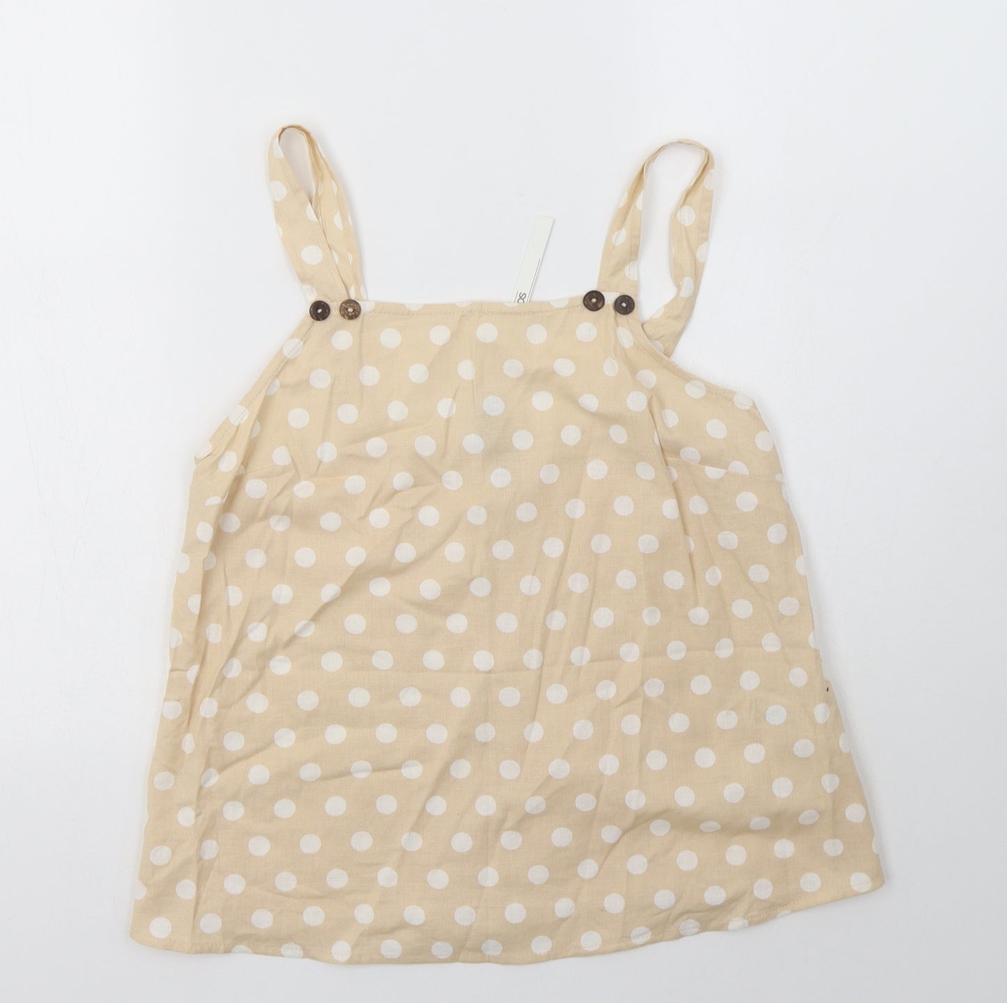 ASOS Womens Beige Polka Dot Cotton Camisole Blouse Size 6 Square Neck
