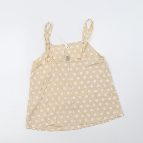 ASOS Womens Beige Polka Dot Cotton Camisole Blouse Size 6 Square Neck