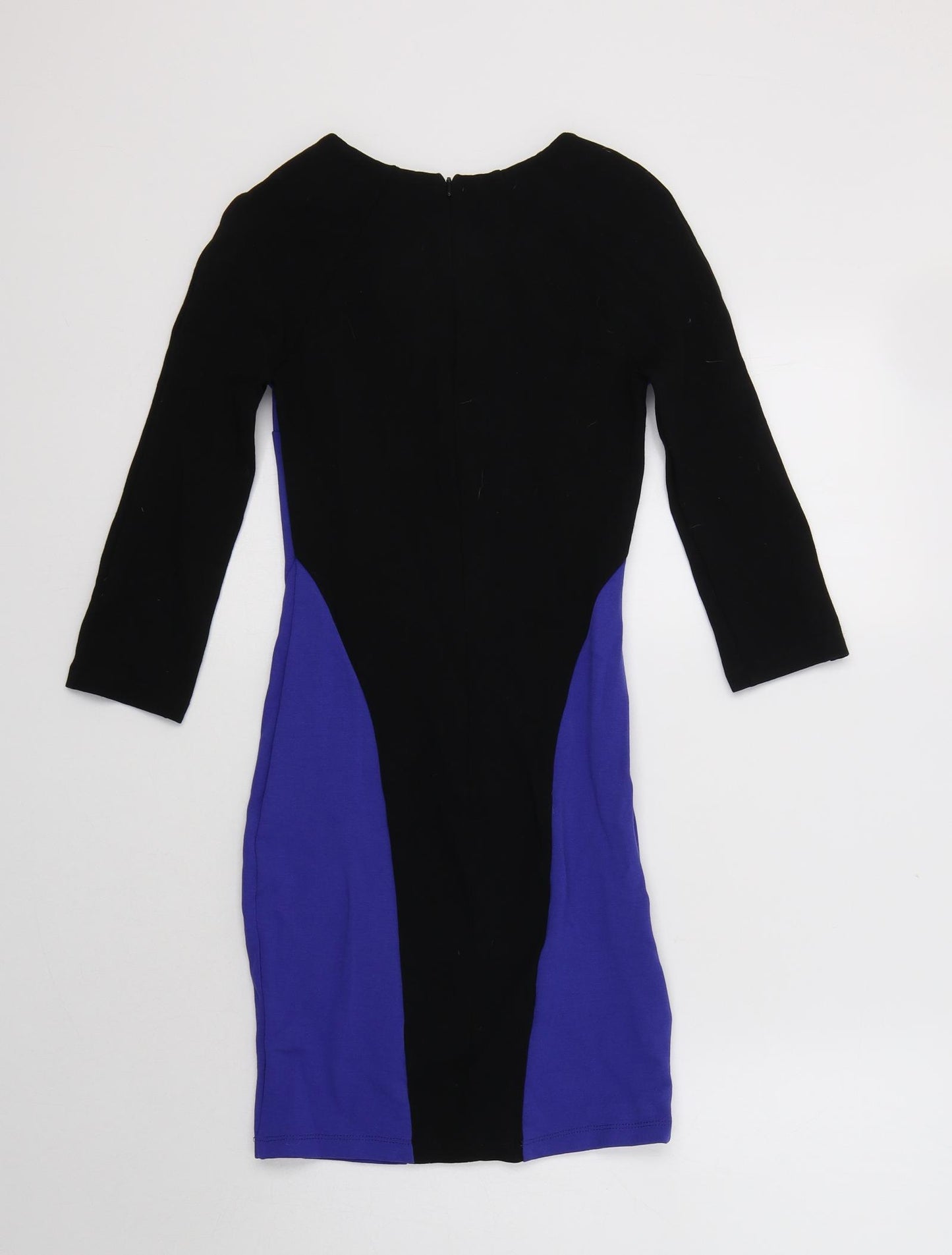 New Look Womens Black Colourblock Viscose Bodycon  Size 6  Round Neck Zip