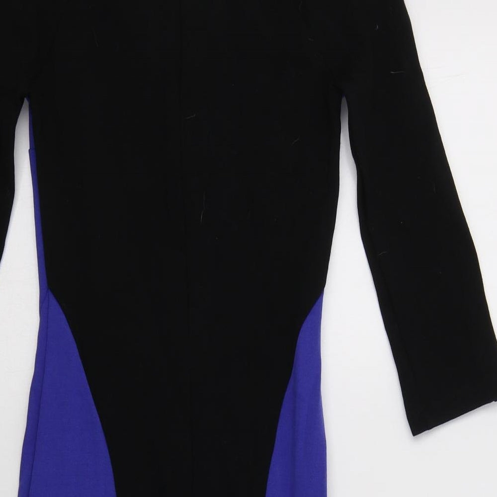 New Look Womens Black Colourblock Viscose Bodycon  Size 6  Round Neck Zip