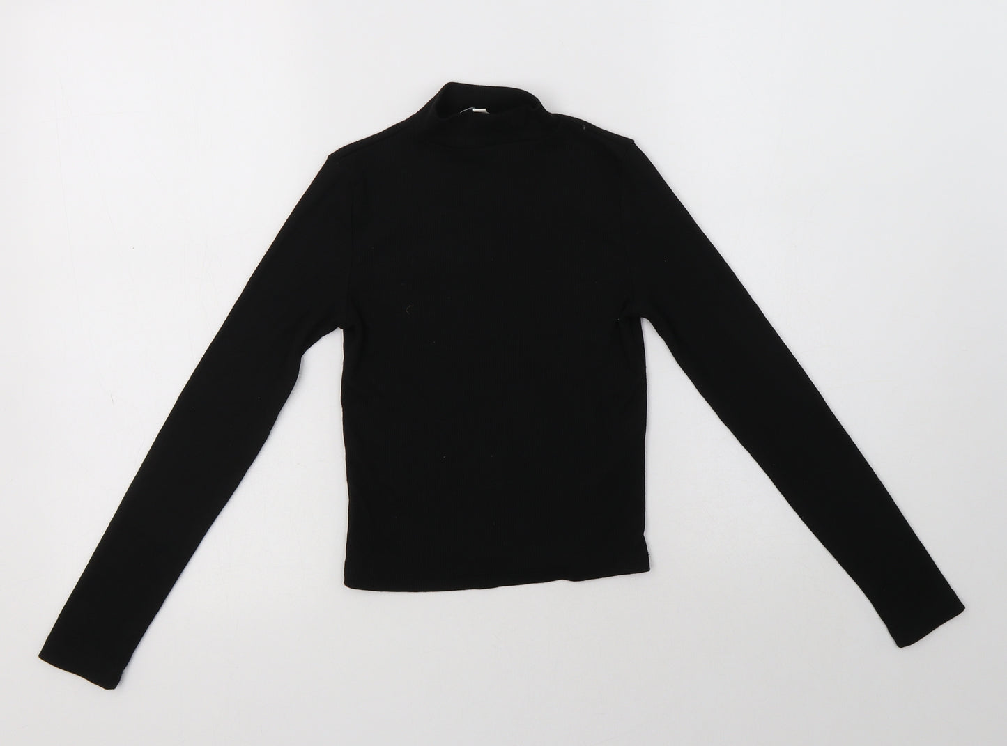 Miss E-Vie Girls Black  Polyester Basic Blouse Size 9-10 Years Mock Neck