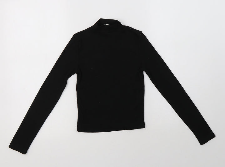 Miss E-Vie Girls Black  Polyester Basic Blouse Size 9-10 Years Mock Neck