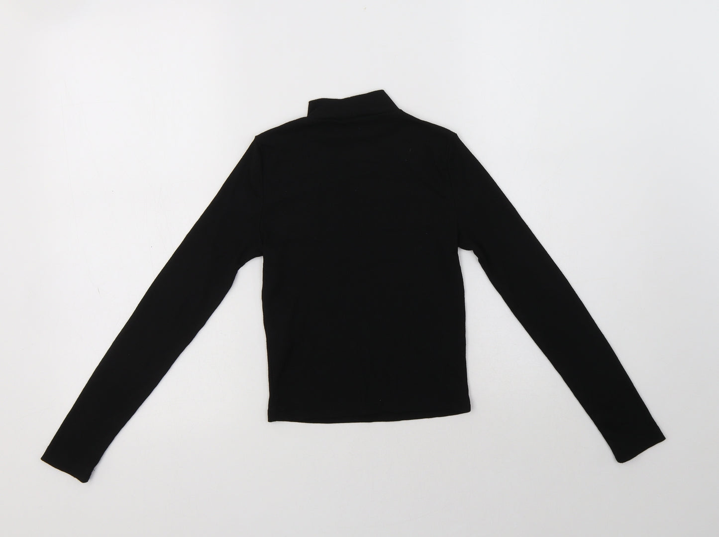 Miss E-Vie Girls Black  Polyester Basic Blouse Size 9-10 Years Mock Neck