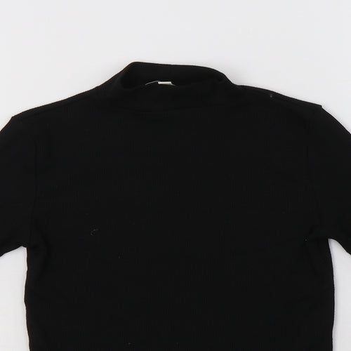 Miss E-Vie Girls Black  Polyester Basic Blouse Size 9-10 Years Mock Neck