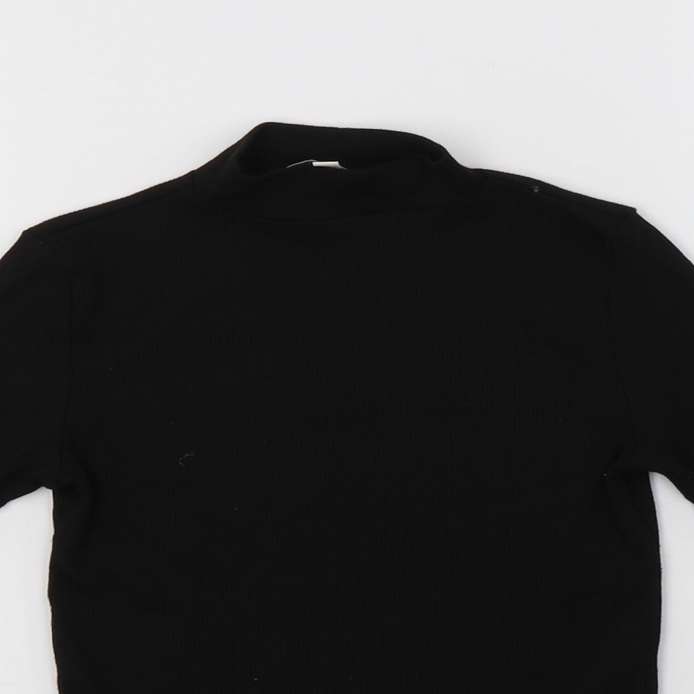 Miss E-Vie Girls Black  Polyester Basic Blouse Size 9-10 Years Mock Neck