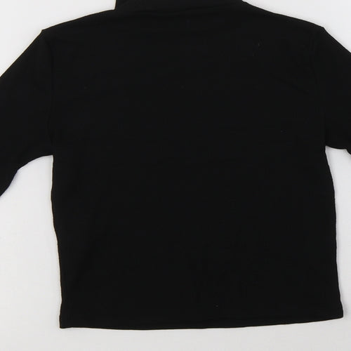 Miss E-Vie Girls Black  Polyester Basic Blouse Size 9-10 Years Mock Neck