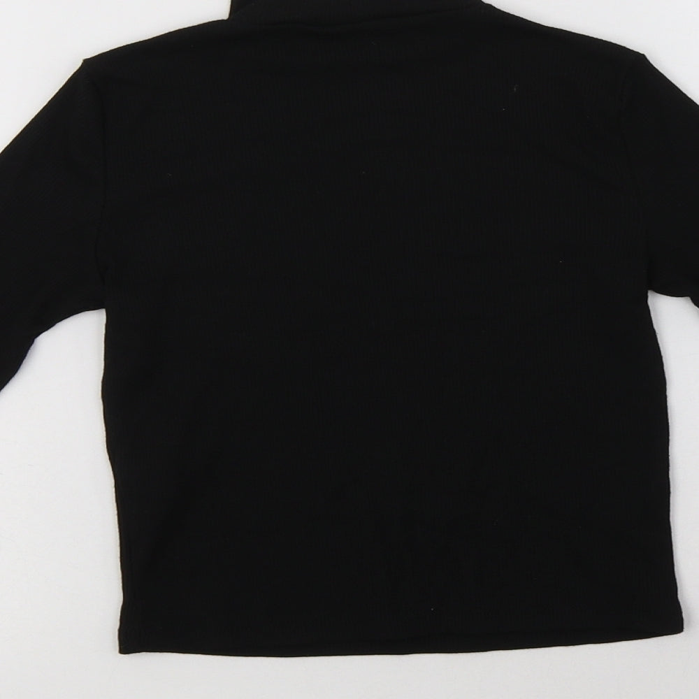 Miss E-Vie Girls Black  Polyester Basic Blouse Size 9-10 Years Mock Neck