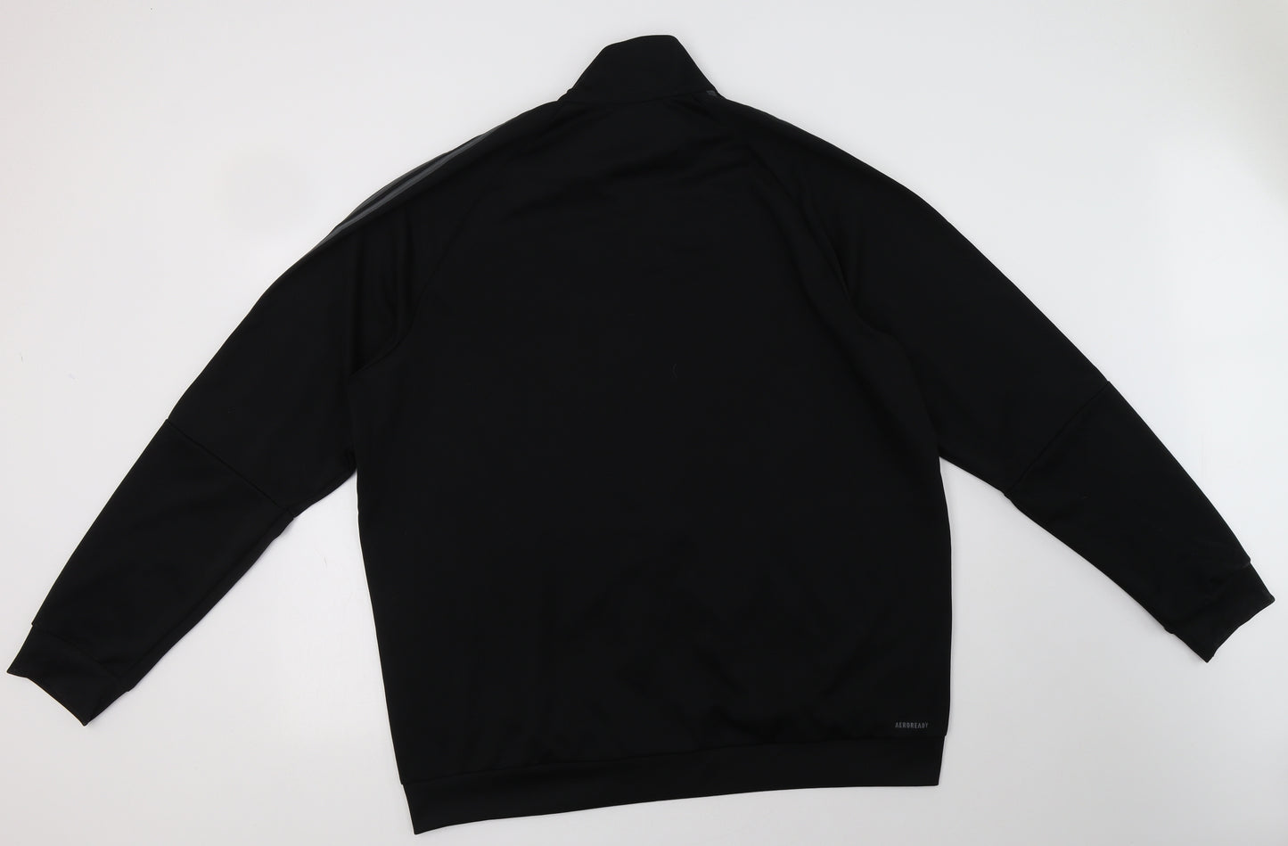 adidas Mens Black Striped Polyester Full Zip Sweatshirt Size 2XL