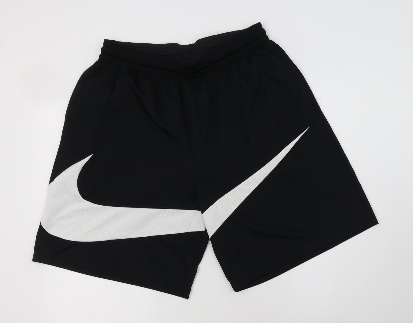 Nike Mens Black  Polyester Sweat Shorts Size 2XL L9 in Regular Drawstring