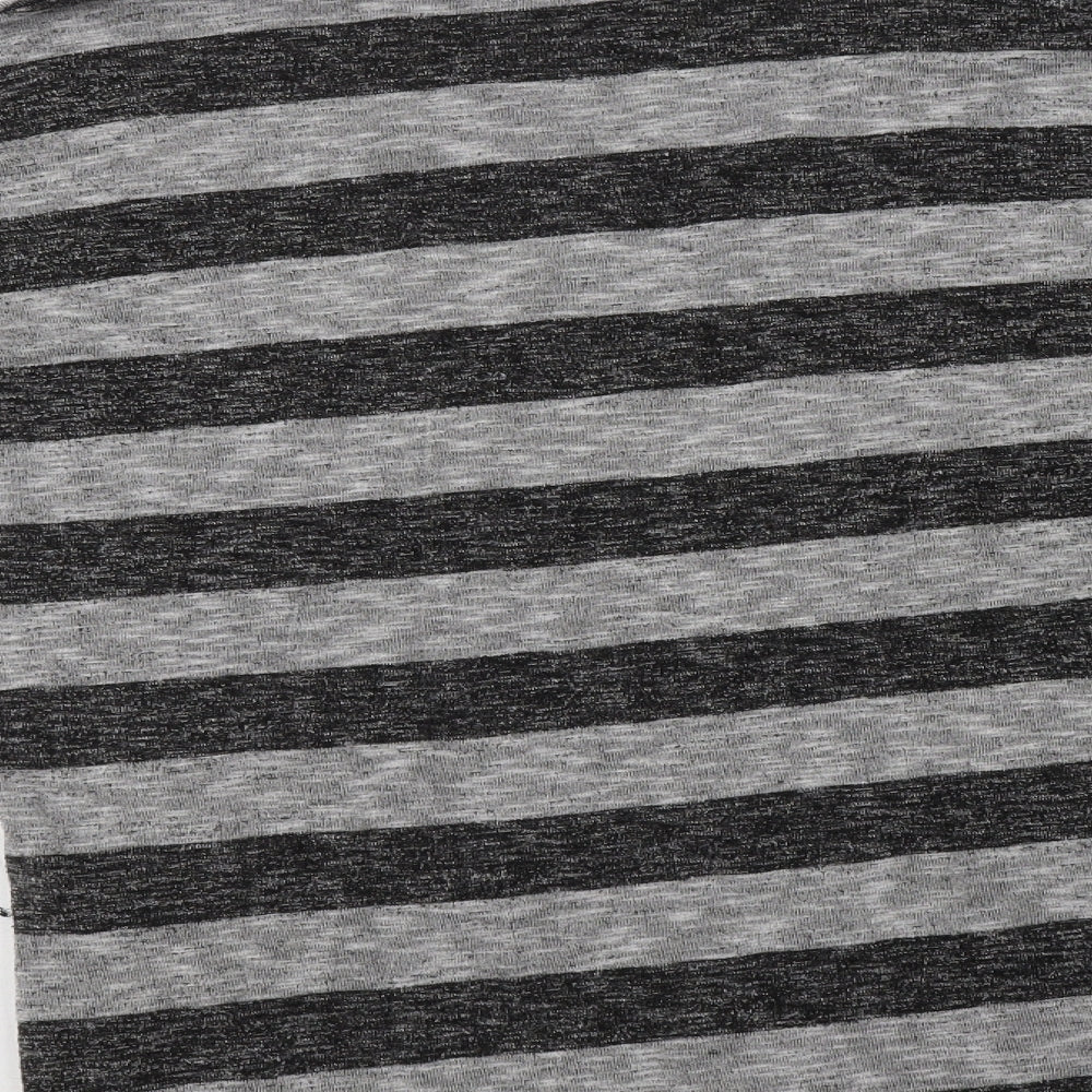 Peacocs Womens Grey V-Neck Striped Viscose Pullover Jumper Size 16