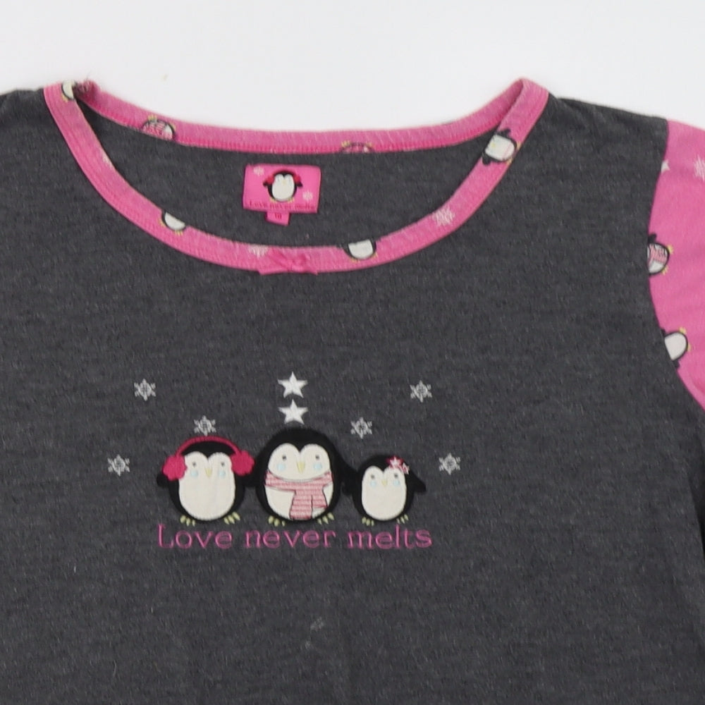 Matalan Womens Grey Geometric Polyester Top Pyjama Top Size 18   - Penguin Print