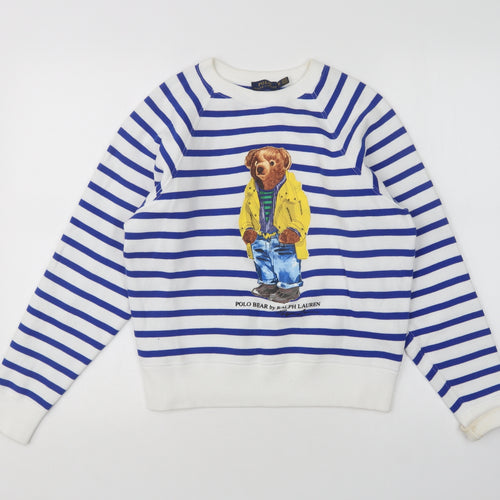Polo Ralph Lauren Womens Multicoloured Striped Cotton Pullover Sweatshirt Size XS