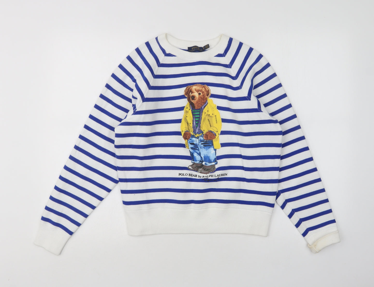 Polo Ralph Lauren Womens Multicoloured Striped Cotton Pullover Sweatshirt Size XS