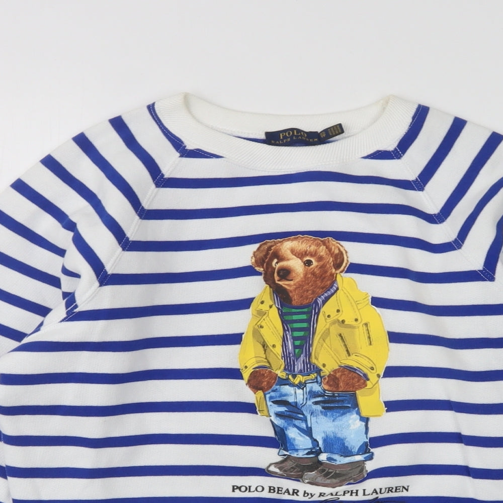 Polo Ralph Lauren Womens Multicoloured Striped Cotton Pullover Sweatshirt Size XS