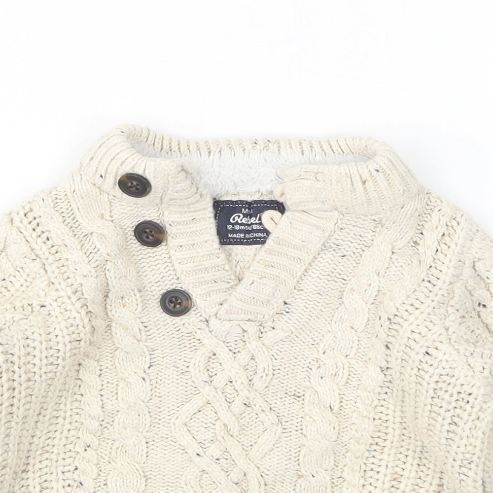 Rebel  Boys Beige  Acrylic Pullover Jumper Size 12-18 Months