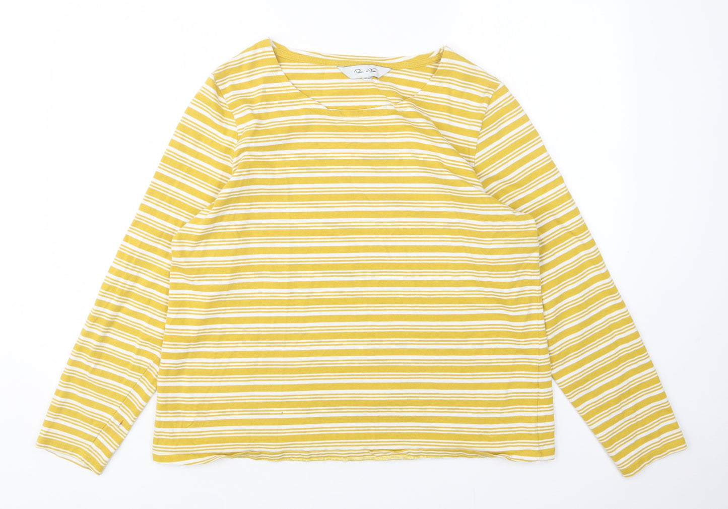 Plain Tree Womens Multicoloured Striped Cotton Basic T-Shirt Size 18 Round Neck