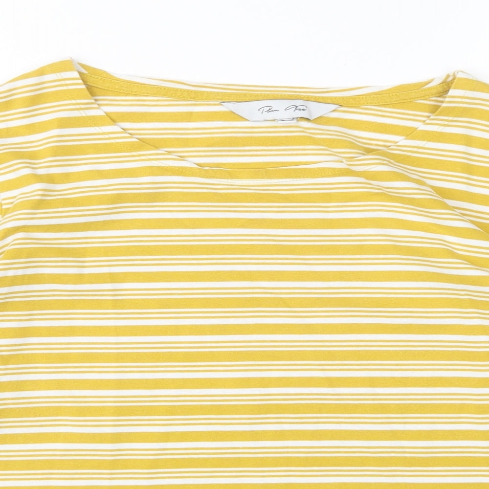 Plain Tree Womens Multicoloured Striped Cotton Basic T-Shirt Size 18 Round Neck