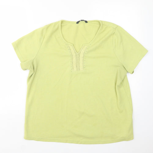 Love Tees Womens Green V-Neck  Polyester Pullover Jumper Size 18