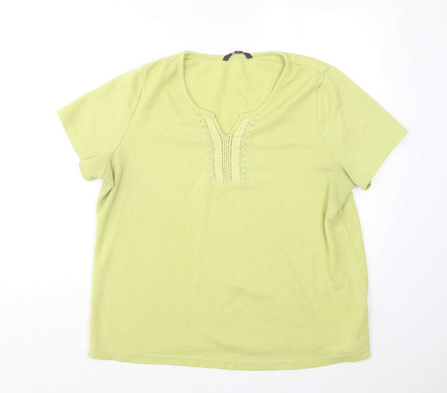 Love Tees Womens Green V-Neck  Polyester Pullover Jumper Size 18