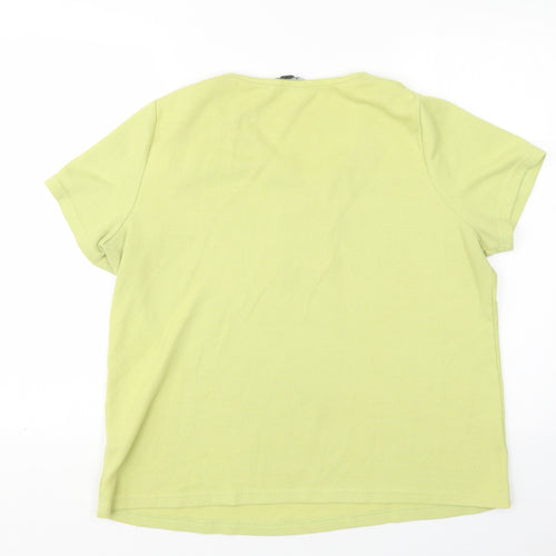 Love Tees Womens Green V-Neck  Polyester Pullover Jumper Size 18