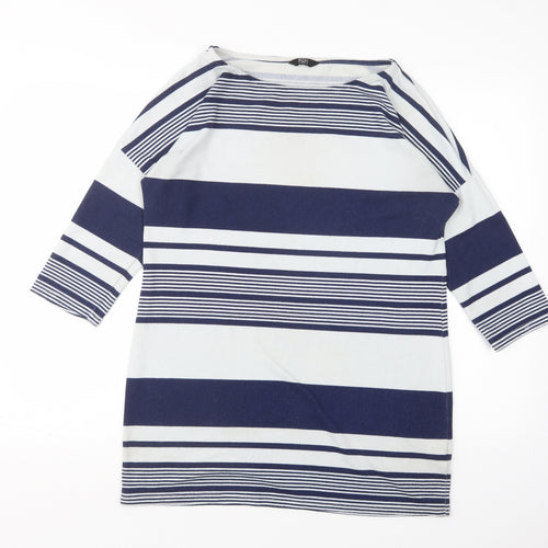 F&F Womens Multicoloured Round Neck Striped Polyester Pullover Jumper Size 14