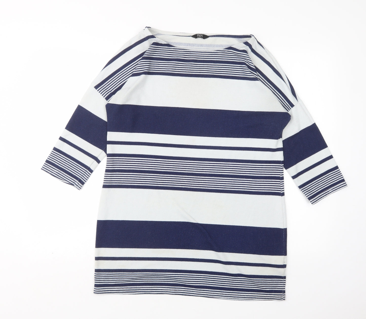 F&F Womens Multicoloured Round Neck Striped Polyester Pullover Jumper Size 14