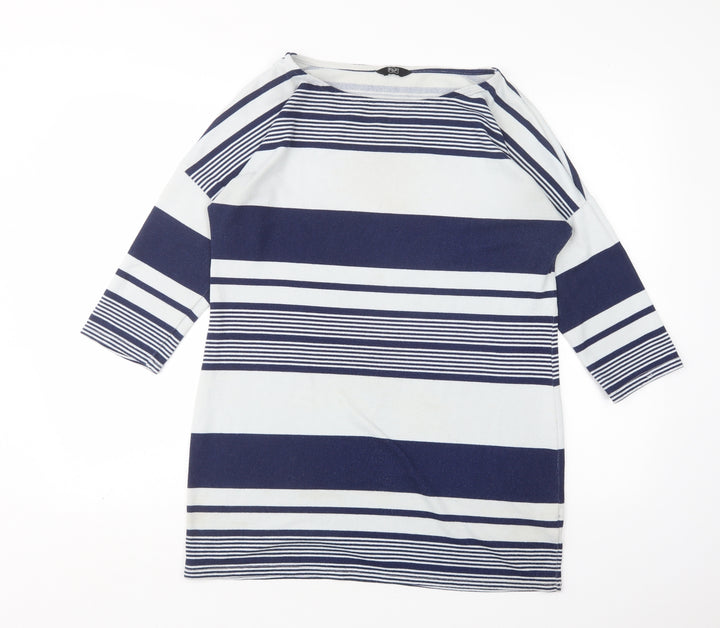 F&F Womens Multicoloured Round Neck Striped Polyester Pullover Jumper Size 14