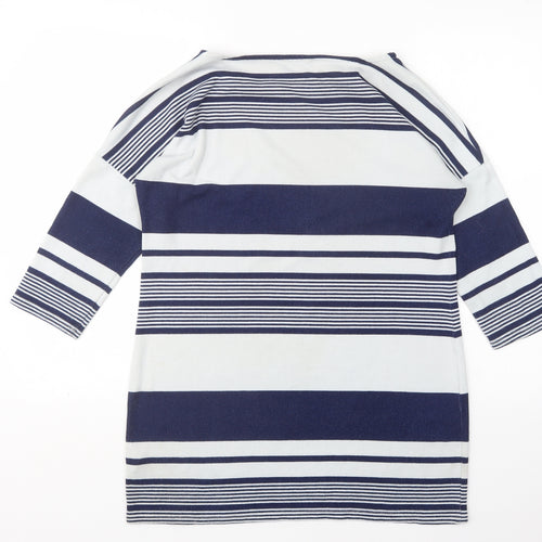 F&F Womens Multicoloured Round Neck Striped Polyester Pullover Jumper Size 14