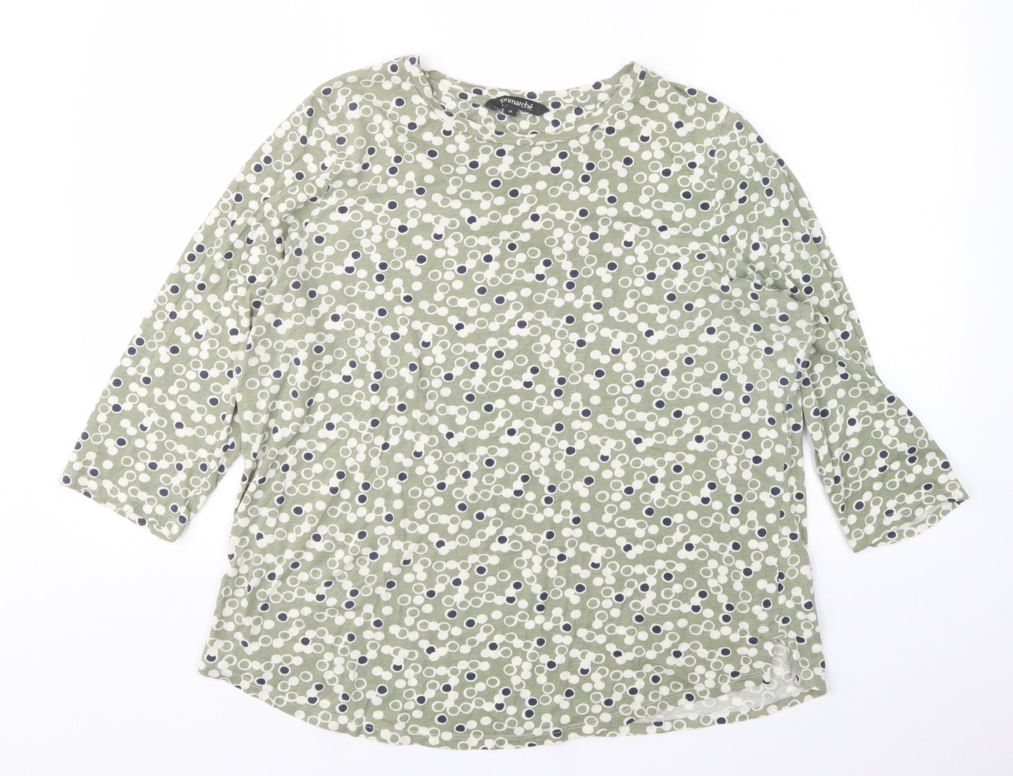 Bonmarché Womens Multicoloured Polka Dot Cotton Basic T-Shirt Size 18 Round Neck