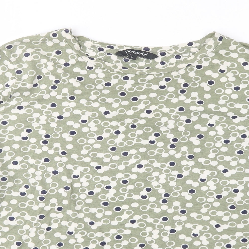 Bonmarché Womens Multicoloured Polka Dot Cotton Basic T-Shirt Size 18 Round Neck